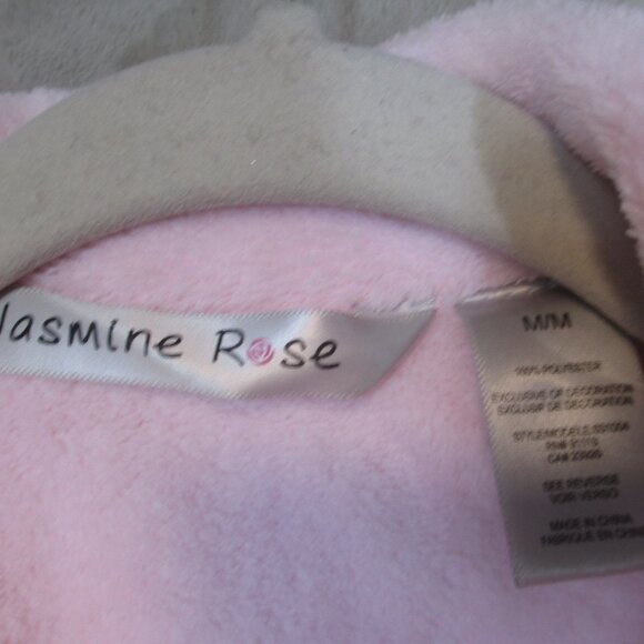 Jasmine Rose Size M Pink Plush Snap Bathrobe Fluffy Cozy Embroidered - Picture 7 of 8